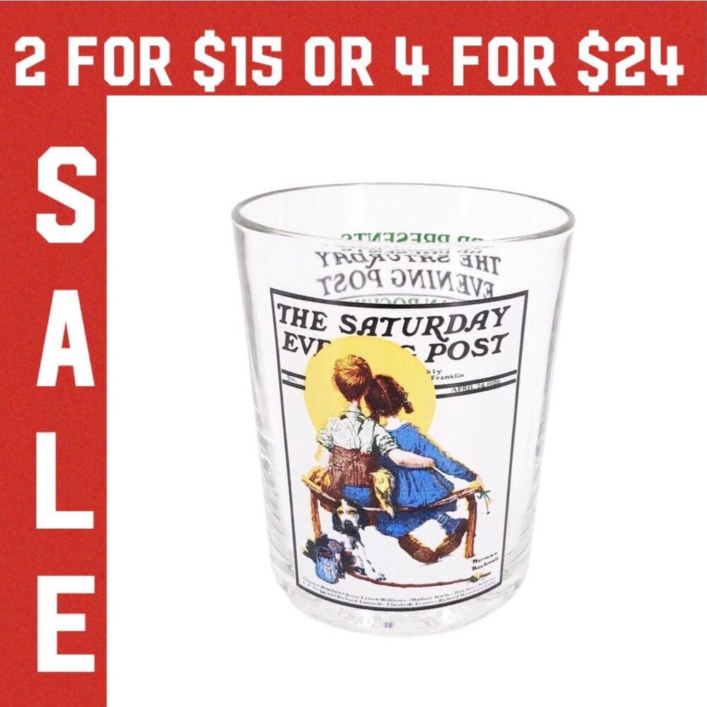 🔴 Norman Rockwell Young Love glass tumbler vintage
